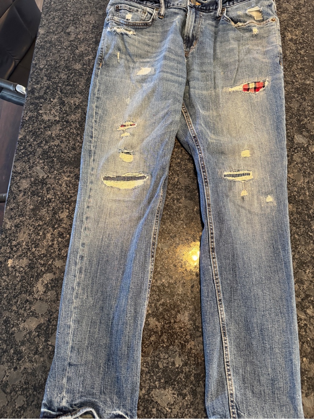 Old Navy Light Blue Distressed Slim Straight Jeans
